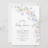 Spring Pink Paarse Wildflower Meisje Baby shower Kaart (Voorkant)