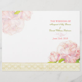 Spring Pink Peony Bi Fold Wedding Programme