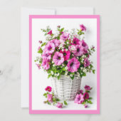 Spring Pink Petunias Personalize Party Kaart (Voorkant)