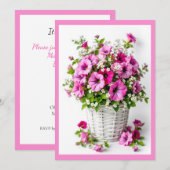 Spring Pink Petunias Personalize Party Kaart (Voorkant / Achterkant)