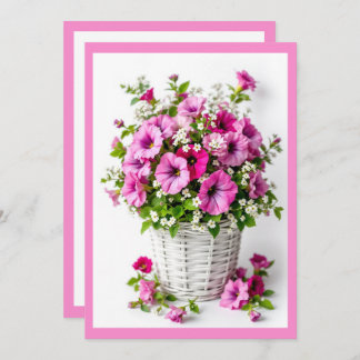 Spring Pink Petunias Personalize Party Kaart