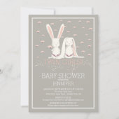  Spring Pink TWIN Meisjes Bunny Baby shower Kaart (Voorkant)