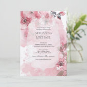 Spring Pink & White Floral Wedding Invitation Kaart (Staand voorkant)