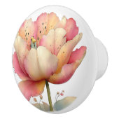 Spring Pink Yellow Tulip Keramische Knop (Rechts)