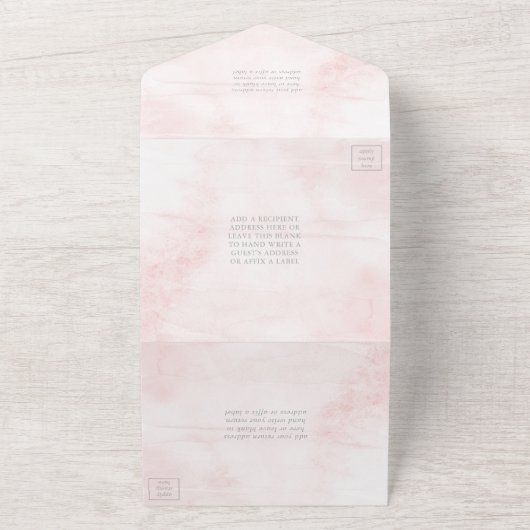 Spring Pinks Waterverf Floral Wedding Collectie All In One Uitnodiging (Buitenkant)