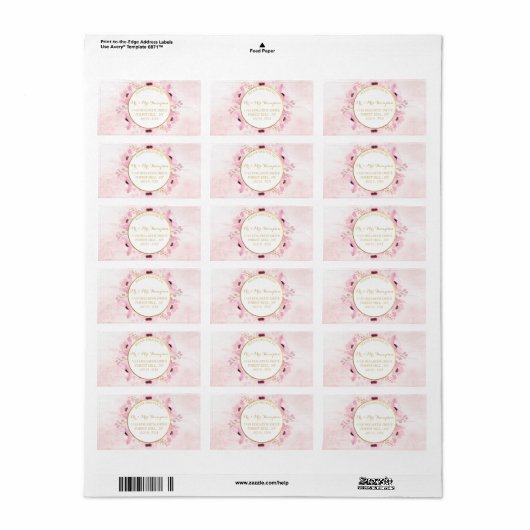 Spring Pinks Waterverf Floral Wedding Collectie Etiket (Full Sheet)