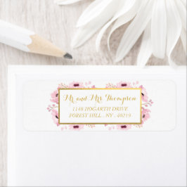 Spring Pinks Waterverf Floral Wedding Collectie Etiket