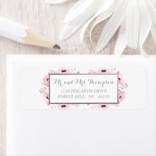 Spring Pinks Waterverf Floral Wedding Collectie Etiket (Insitu)