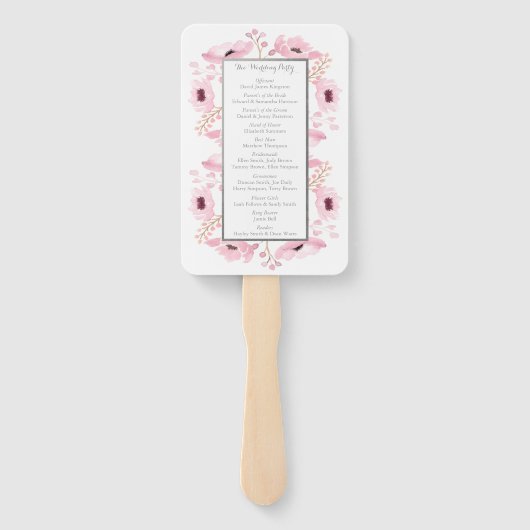 Spring Pinks Waterverf Floral Wedding Collectie Handwaaier (Achterkant)