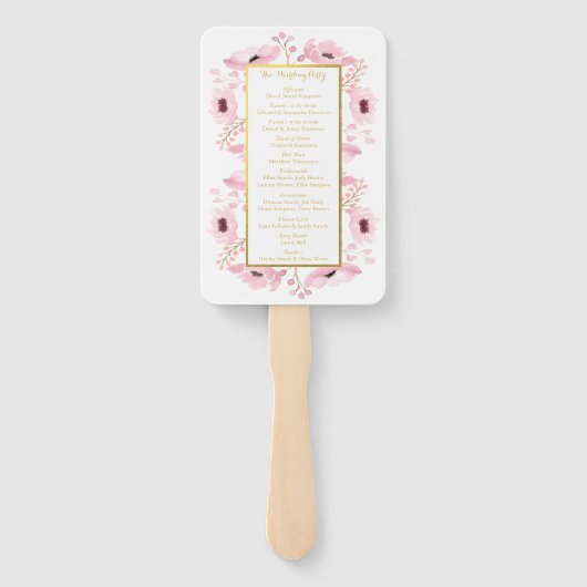 Spring Pinks Waterverf Floral Wedding Collectie Handwaaier (Achterkant)