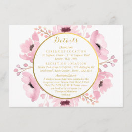 Spring Pinks Waterverf Floral Wedding Collectie Informatiekaartje
