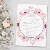 Spring Pinks Waterverf Floral Wedding Collectie Kaart