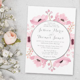 Spring Pinks Waterverf Floral Wedding Collectie Kaart