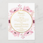 Spring Pinks Waterverf Floral Wedding Collectie Menu (Voorkant)