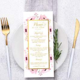 Spring Pinks Waterverf Floral Wedding Collectie Menu