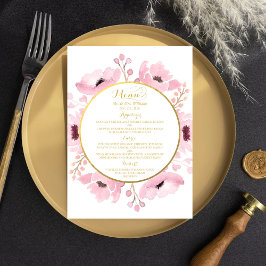 Spring Pinks Waterverf Floral Wedding Collectie Menu
