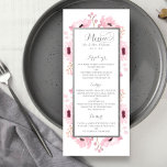 Spring Pinks Waterverf Floral Wedding Collectie Menu<br><div class="desc">De lente knijpt het waterverf floral bruiloft collectie met een elegant ontwerp met een zacht roze waterverf foliage en elegante zilverformulering.</div>