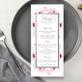 Spring Pinks Waterverf Floral Wedding Collectie Menu