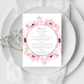 Spring Pinks Waterverf Floral Wedding Collectie Menu