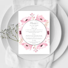 Spring Pinks Waterverf Floral Wedding Collectie Menu