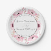 Spring Pinks Waterverf Floral Wedding Collectie Papieren Bordje (Voorkant)