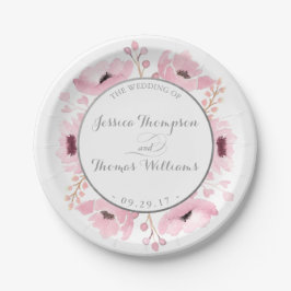 Spring Pinks Waterverf Floral Wedding Collectie Papieren Bordje