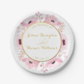 Spring Pinks Waterverf Floral Wedding Collectie Papieren Bordje (Voorkant)