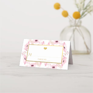 Spring Pinks Waterverf Floral Wedding Collectie Plaatskaartje