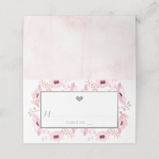 Spring Pinks Waterverf Floral Wedding Collectie Plaatskaartje (Buitenkant ongevouwen)