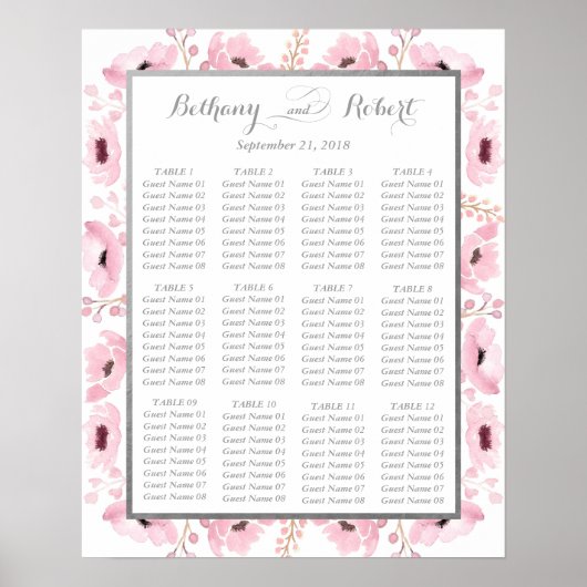 Spring Pinks Waterverf Floral Wedding Collectie Poster (Voorkant)