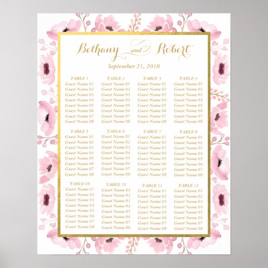 Spring Pinks Waterverf Floral Wedding Collectie Poster (Voorkant)