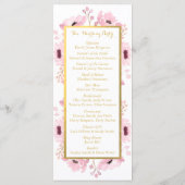 Spring Pinks Waterverf Floral Wedding Collectie Programmakaart (Achterkant)