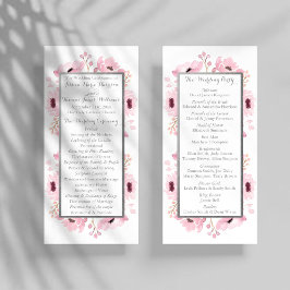 Spring Pinks Waterverf Floral Wedding Collectie Programmakaart