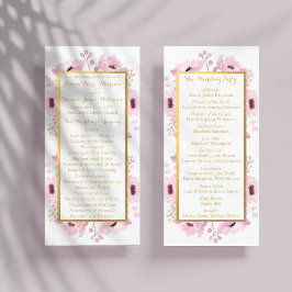 Spring Pinks Waterverf Floral Wedding Collectie Programmakaart