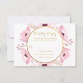 Spring Pinks Waterverf Floral Wedding Collectie RSVP Kaartje
