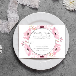 Spring Pinks Waterverf Floral Wedding Collectie RSVP Kaartje
