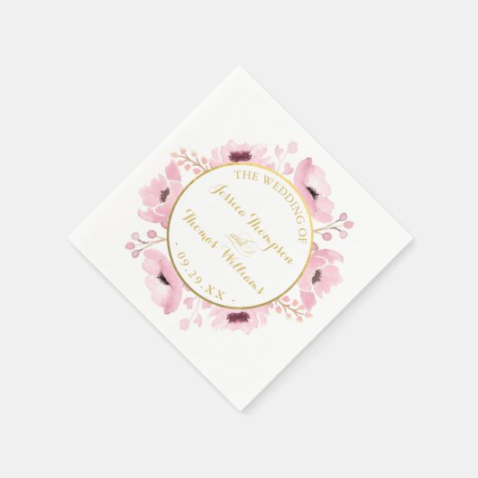 Spring Pinks Waterverf Floral Wedding Collectie Servetten (Hoek)