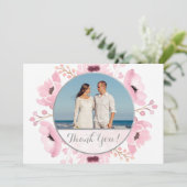 Spring Pinks Waterverf Floral Wedding Dank je Kaart (Staand voorkant)