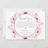 Spring Pinks Waterverf Floral Wedding Dank je Kaart (Achterkant)