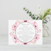Spring Pinks Waterverf Floral Wedding Details Kaart (Staand voorkant)