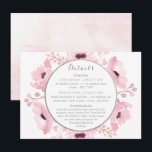 Spring Pinks Waterverf Floral Wedding Details Kaart<br><div class="desc">De lente knijpt het waterverf floral bruiloft collectie met een elegant ontwerp met een zacht roze waterverf foliage en elegante zilverformulering.</div>