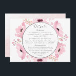 Spring Pinks Waterverf Floral Wedding Details Kaart<br><div class="desc">De lente knijpt het waterverf floral bruiloft collectie met een elegant ontwerp met een zacht roze waterverf foliage en elegante zilverformulering.</div>