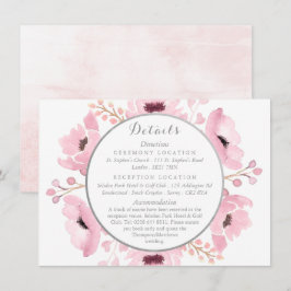 Spring Pinks Waterverf Floral Wedding Details Kaart