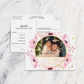 Spring Pinks Waterverf Floral Wedding RSVP Real Folie Uitnodiging Briefkaart