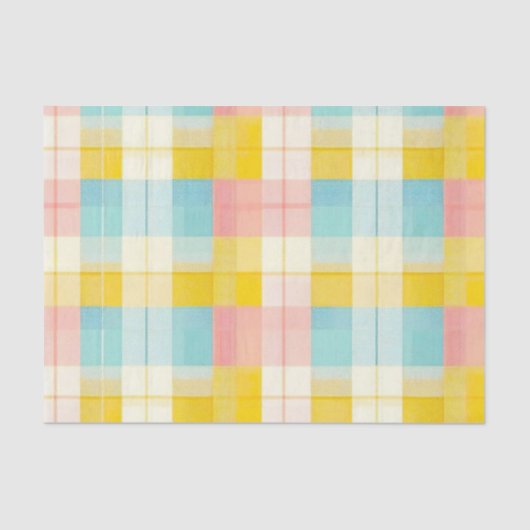 Spring Plaid Blue Pink Yellow Tissuepapier (Voorkant)