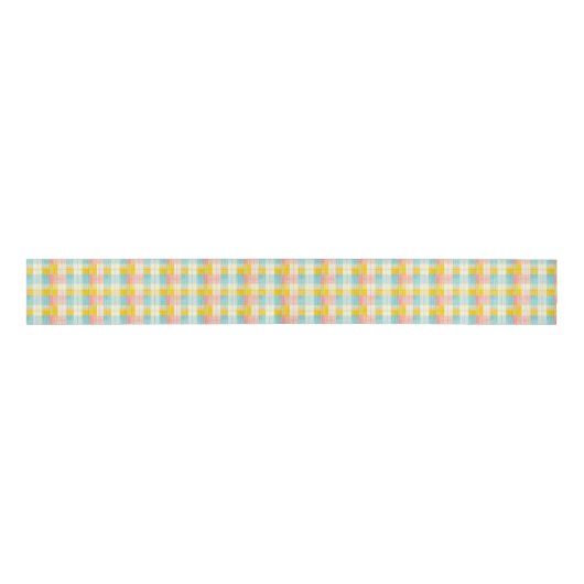 Spring Plaid Pastel Pink Blue Yellow Grosgrain Lint (Voorkant)