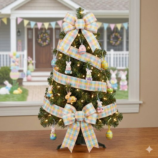 Spring Plaid Pastel Pink Blue Yellow Grosgrain Lint