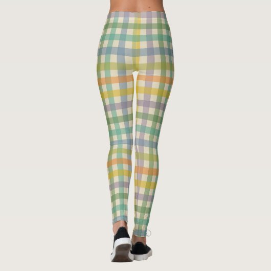 Spring Plaid Pattern in Orange Green and Brown Leggings (Achterkant)