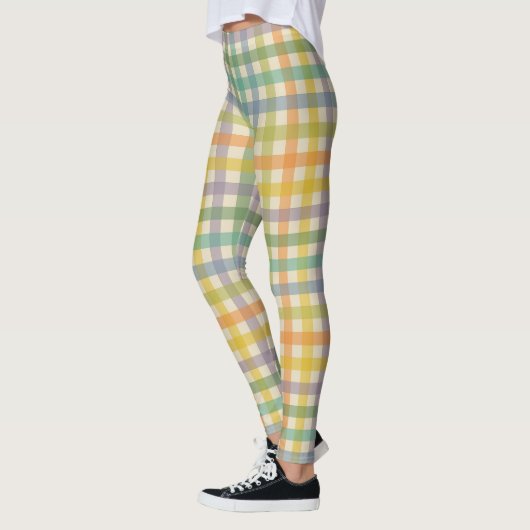 Spring Plaid Pattern in Orange Green and Brown Leggings (Links)