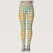 Spring Plaid Pattern in Orange Green and Brown Leggings (Voorkant)